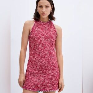 Mango Red Tweed Mini Dress (M)